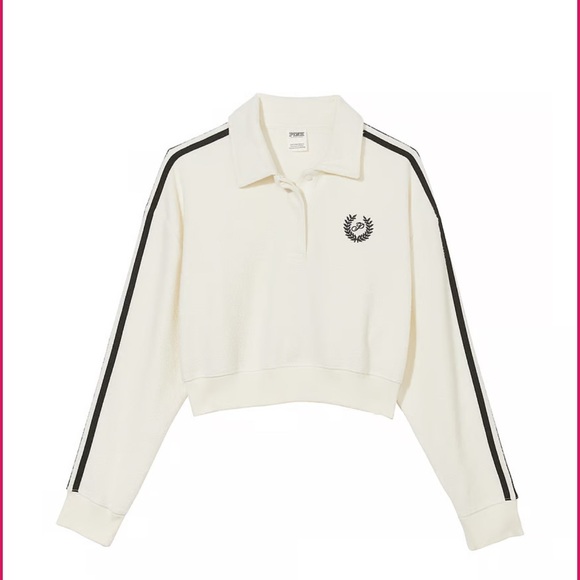 PINK by Victoria’s Secret Cropped Pullover in Cream and Black Color, Sz L - Picture 1 of 11
